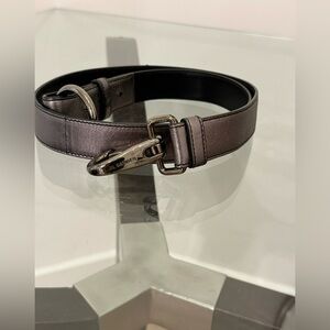 Jil Sander Metallic Silver Leather Belt with Gunmetal Hardware Size 95 / 38